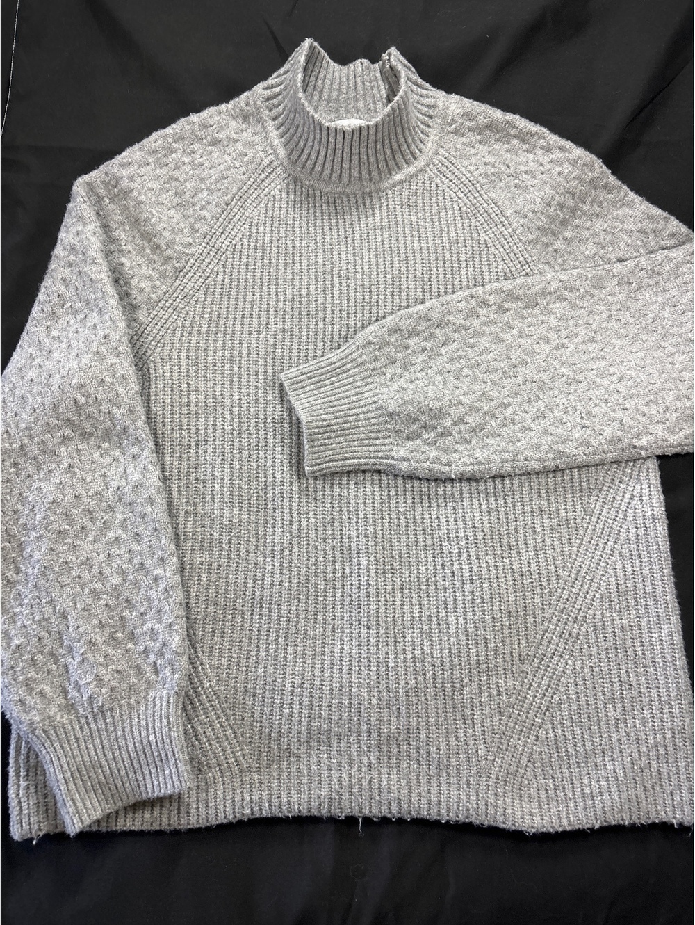 Calvin Klein Men’s L Grey Chunky Knit Turtleneck Sweater Textured